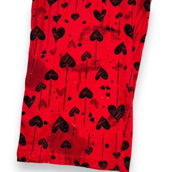 Disneys Tinker Bell Womens Pajama Lounge Pants Capris Red Black Heart Print 2X - Picture 3 of 11